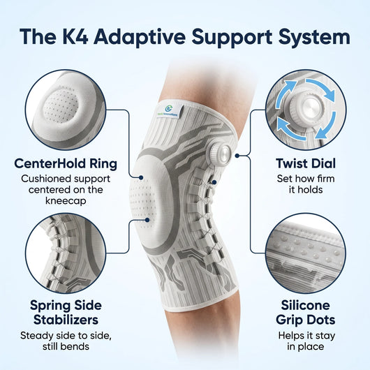 NeddStride K4 Stabilizing Knee Sleeve, Adjustable Compression