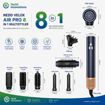 NeddVelox AirPro 8 — 8-in-1 High-Speed Air Styler with Auto-Wrap Curler