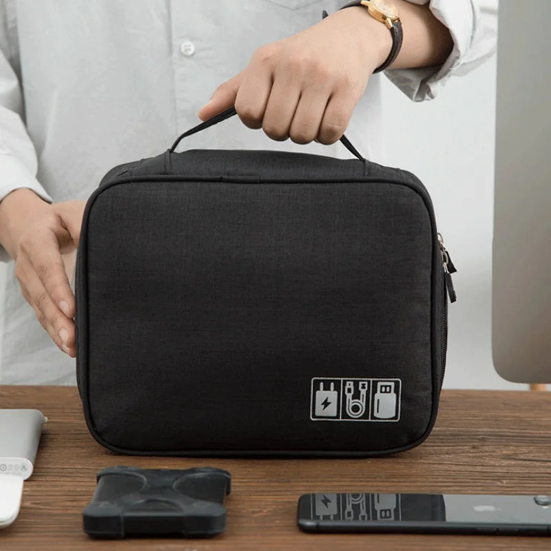 Cable Storage Bag Waterproof Digital Electronic Organizer Portable USB Data Line Charger Plug Storage Bag Travel Cable Organizer (SHIPPED SEPARATELY)