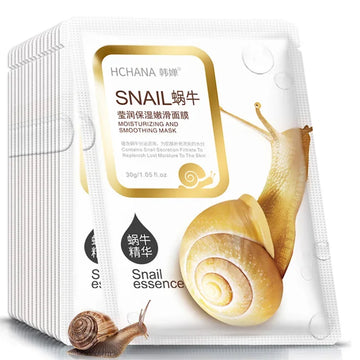 10pcs Snail Moisturizing Face Mask Replenishment Oil Control Tender Face Sheet Masks Facial Mask Skin Care Korean Cosmetics (SHIPPED SEPARATELY)